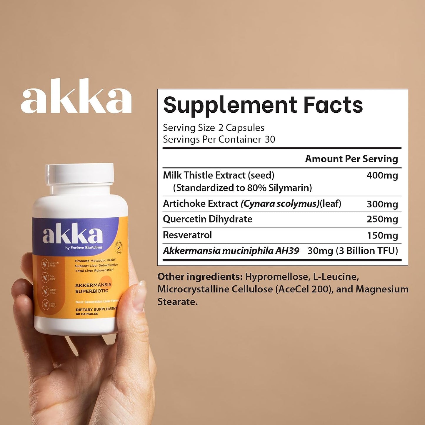 AKKA Premium Liver CleanseDetox & Repair Superbiotic -Supports Liver Health & FunctionBoostsrgy, Digestion &Metabolism with BioavailablePasteurized Akkermansia, Non-GMO, Gluten-Free